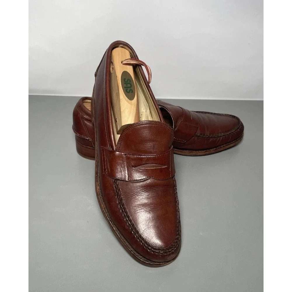 Frye Brown Leather Penny Loafers Men's 10.5N Slip-On Dress Shoes
